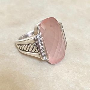 David Yurman Diamond Rose Quartz Deco Ring